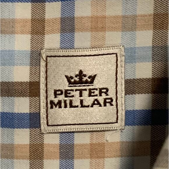 Men's PETER MILLAR Size L Plaid Button Down Checked Shirt 100% Cotton Multicolor - Picture 2 of 7